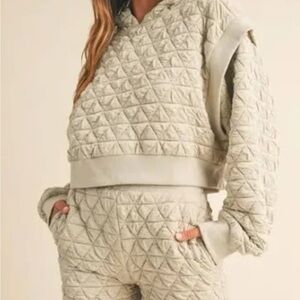 Quilted Grey Hoodie and Joggers Set